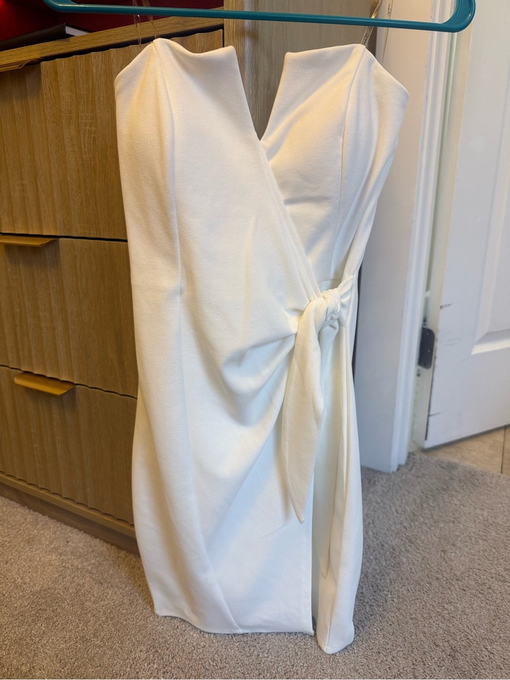 Trixxi Strapless White Wrap Dress with Side Tie